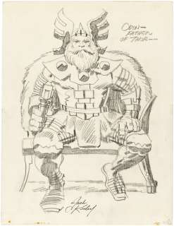 ODIN FATHER OF THOR DETAILED PENCIL SKETCH ORIGINAL ART BY JACK KIRBY. | Hake’s