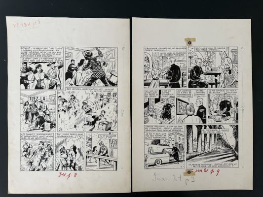 Auguste Liquois | Lot de 2 Planches Originales Ric Limar, Policier de l’air - IMA 1955 | 2DGalleries