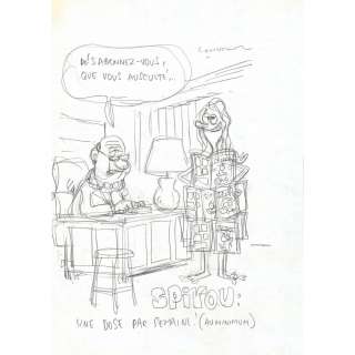 CROMHEECKE Luc (né en 1961) "Désabonnez-vous" - "Esclaves abonnés" Lot composé de 4 dessins sur feuille papier : soit 2 esquisses pr... | Tajan