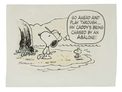 "PEANUTS" BING CROSBY NATIONAL PRO-AM GOLF TOURNAMENT PROGRAM ORIGINAL ART BY SCHULZ. | Hake’s