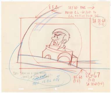 Tintin - Croquis préparatoire pour film d animation - Haddock - On a marché sur la lune - Page volante - EO - (1960/1962) | Catawiki