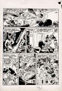 Joe Kubert - flash comics #97 p 7 (large art golden age hawkman all-out battle page) unused - 1948