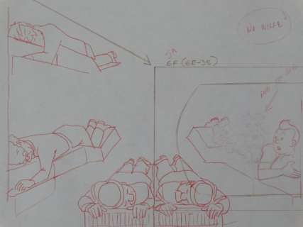 Tintin - Croquis préparatoire pour film d animation - On a marché sur la lune (années 60) | Catawiki