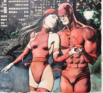 Elektra Assassin, Daredevil - Geof Isherwood - Originele Elektra / Daredevil Commission - Art original - (2002) | Catawiki