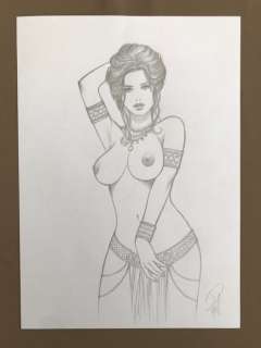 Succubes - Dessin original - Pin-up par Laurent Paturaud - mine de plomb - Page volante | Catawiki