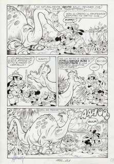 Sergio Asteriti - Tavola originale Disney per Topolino 1592 ‘Topolino e il mistero dei dinosauri‘