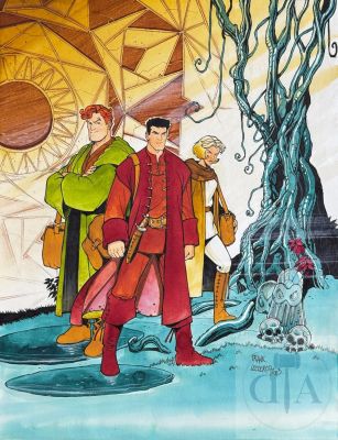 Leclercq / Bob Morane. Illustration Originale Réalisé Pour Le 4E de Couverture Des Albums T1+T2 Édités Par Ananké/Miklo Entre 2004 Et 2005. Très Belle Qualité D’exécution Et de Mise En Scène, Dans Un Style Contemporain Du Héros Mythique. Signé Et Daté 2003. Rare. Tbe+. 30 X 40 Cm |  | Dagoty