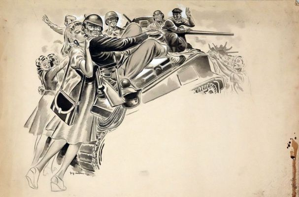 Sabran Guy * L’arrivée... | SABRAN Guy * L’arrivée des américains Superbe illustration... | Vermot et Associés