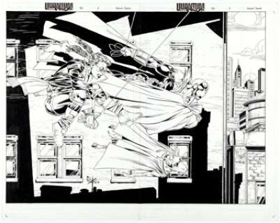 Mark Bright And Greg Adams | Quantum and Woody #32 Double Splash Page 2-3 Original Art (Acclaim/Valiant, 1999). | Heritage