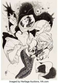 Adam Hughes - Ghost and Barb Wire Commission Illustration Original Art (c. 1990s).... | Heritage