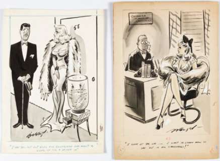 Bill Wenzel - Humorama Adult Single Panel Gag Cartoon Illustrations Original Art Group of 2 (Humorama, 1960-68).... (Total: 2 Original Art)