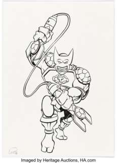 Unidentified Alternative Art Comic Artist - Steve Lavigne - Michelangelo TMNT Supermutants Illustration Original Art (c. 1990s)....