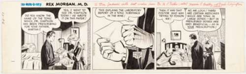 Bradley, Marvin - Marvin Bradley and John Frank Edgington Rex Morgan, M.D. Daily Comic Strip Inscribed Original Art dated 3-8-57 (Pu...