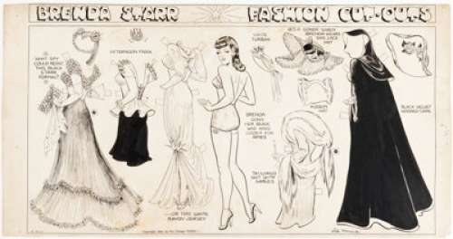 Messick, Dale - Dale Messick Brenda Starr: Fashion Cut-Outs Sunday Comic Strip Original Art dated 8-10-1941 (Chicago Tribune 1941)...