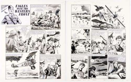 Unidentified European Comic Artist (non-superhero - Bill Lacey Look and Learn "Eagles Over The Western Front" Story Pages Original Art Group of 2 (IPC Magazines, 1972... (Total: 2 Original Art)