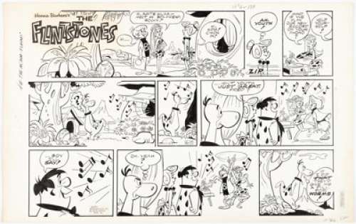Hazelton, Gene | Gene Hazelton The Flintstones Sunday Comic Strip Original Art dated 6-17-73 (Hanna-Barbera/McNaught Syndicate, 197... | Heritage