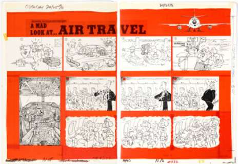 Aragonés, Sergio | Sergio Aragonés MAD #222 Complete 5-Page Story "A MAD Look at... Air Travel" Original Art (EC, 1981).... (Total: 5 Original Art) | Heritage