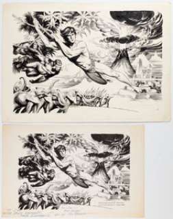 Russ Manning | ERB-Dom #82 Tarzan Cover Illustration Original Art (Camille Cazedessus Jr., 1975). (Total: 2 Items) | Heritage