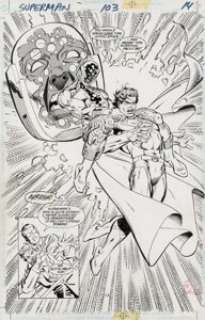 Gil Kane and Joe Rubinstein Superman #103 Splash Page 14 Original Art (DC, 1995). | Heritage