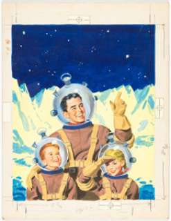 Frank Vaughn Tom Corbet Book Cover Painting Original Art (Wonder Books, 1953). | Heritage