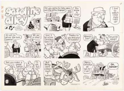 Dick Moores Gasoline Alley Sunday Comic Strip Original Art dated 12-19-76 (Tribune Media, 1976).