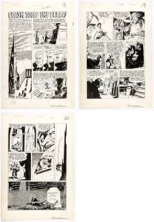 Gene Fawcette The Unseen #13 "Death Tolls the Bells!" Complete 3-Page Story Original Art (Pines, 1954). (Total: 3 Original Art) | Heritage