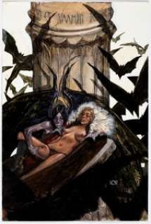 Marcelo Sosa Night Song: Vampire Women of the Crimson Eternal Pin-Up Painting Original Art (SQP, 2009).