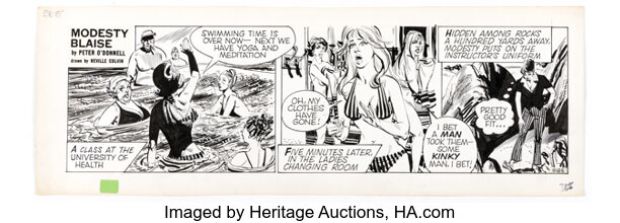 Neville Colvin Modesty Blaise #5165 Daily Comic Strip Original Art (London Evening Standard, 1981).