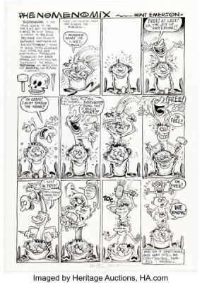Hunt Emerson Fortean Times "Phenomenomix" Complete 1-Page Story Original Art (Dennis Publishing, c. 2000s).
