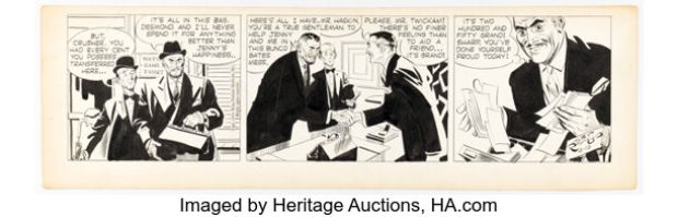 Alex Raymond Rip Kirby Daily Comic Strip Original Art dated 2-19-54 (George Matthew Adams Service, 1954). | Heritage