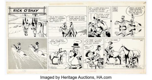 Stan Lynde Rick O‘Shay Sunday Comic Strip Original Art dated 10-1-61 (Chicago Tribune Syndicate, 1961).
