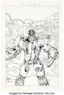 Tom Artis and Sam De La Rosa The Law of Dredd #27 Cover Original Art (Fleetway/Quality, 1991). | Heritage