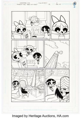 Christopher Cook and Mike DeCarlo The Powerpuff Girls #56 Mojo Jojo Story Page 3 Original Art (DC, 2005).