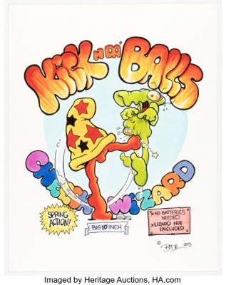 Mark Bodé "Kick n da‘ Balls" Cheech Wizard Illustration Original Art (2015).