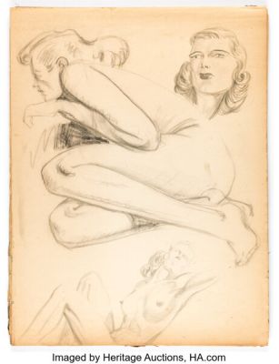 Johnny Craig - Nude Female Studies Sketchbook Original Art Group of 42 (1948). (Total: 42 Original Art) | Heritage