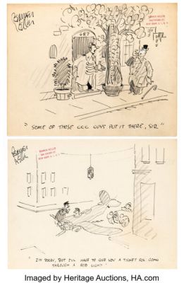 Reamer Keller - Single Panel Gag Cartoon Illustration Preliminaries Original Art Group of 10 (c. 1960s). (Total: 10 Illustration Art)
