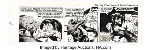 John Buscema Conan the Barbarian Daily Comic Strip Original Art dated 10-11-78 (Register and Tribune Syndicate, 1978). | Heritage