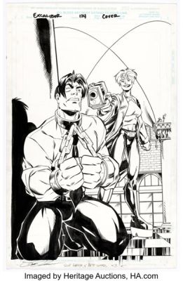 Pete Woods and Scott Koblish Excalibur #114 Cover Original Art (Marvel, 1997).