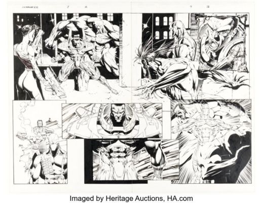Scott Clark, Trevor Scott, and Sandra Hope Stormwatch #7 Double Page Spread 2-3 Original Art (Image, 1994).