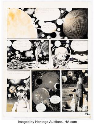 Wally Wood Lunar Tunes (nn) Bucky Ruckus Story Page 34 Original Art and Production Stat Group of 2 (c. 1981). | Heritage