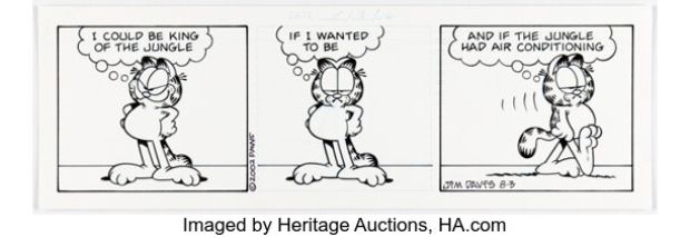 Jim Davis Garfield Daily Comic Strip Original Art dated 8-3-02 (PAWS, 2002). | Heritage