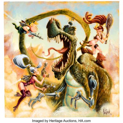 Augie Pagan - Jetsons vs. Flintstones Painting Original Art (2015).