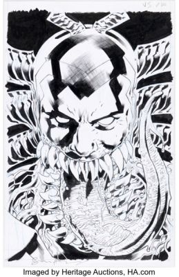 Bryan Hitch and Andrew Currie Venom #10 Bedlam Splash Page 4 Background Image Original Art (Marvel, 2022).