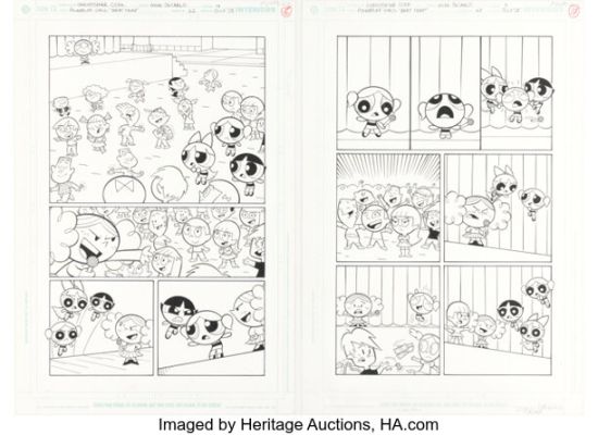 Christopher Cook and Mike DeCarlo The Powerpuff Girls #62 "Brat Trap" Story Pages 4-5 Original Art (DC, 2005). (Total: 2 Original Art) | Heritage