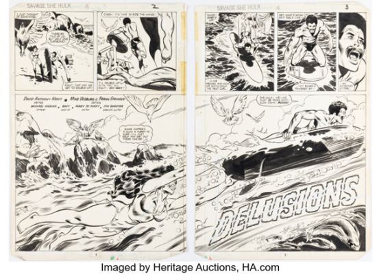 Mike Vosburg and Frank Springer The Savage She-Hulk #15 Double-Page Spread 2-3 Original Art (Marvel, 1981). (Total: 2 Original Art) | Heritage
