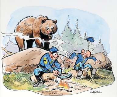 Lambil | Les Tuniques bleues, illustration Ã  l’encre de Ch… | Banque Dessinée