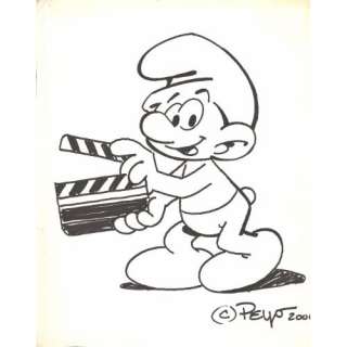 PEYO (Studio de) Schtroumpf clap board Dessin signé (c)Peyo et daté de 2006 | Tajan