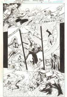 Rodney Ramos, Tom Derenick - jsa annual #2 p. 7 - power girl, cyclone, stargirl, hourman, judomaster, damage, & wildcat vs. Dr. Sivana & mind czar 1/2 splash - 2010 signed