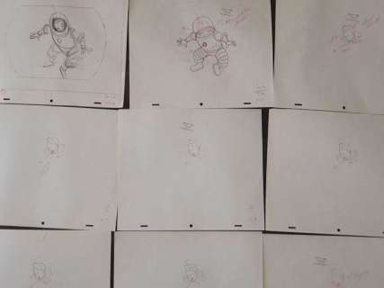 Tintin - ensemble de 9 croquis préparatoires - Tintin - On a marché sur la lune - (1960) | Catawiki