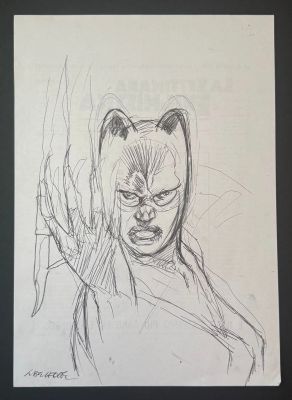 Liberatore, Illustration... | Lot 77 - Liberatore, illustration au bic noir représentant Catwoman.... | Tessier Sarrou
